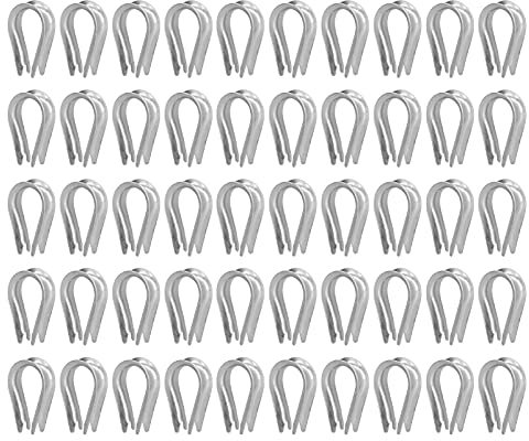 50-teiliges Drahtseilkauschen-Set, Edelstahl-Drahtseilklemmen, Kabel-Rigging-Werkzeuge, Spannschloss für die Schiffbauindustrie [M2 (2 Mm)], Befestigungselement(M10 (10 mm))