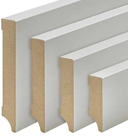 REESE | Sockelleisten Fußleisten | MDF Hellgrau | Weimarer Profil (gerade) | Größe 120mm