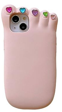 HYHMXB Phone Case Compatible with iPhone 14Pro Max, Cute Beautiful Shiny Diamond Toenail Design Pink Foot Soft Silicone Shockproof Anti-Scratch Strong Protective Phone Cover for Girls Women