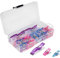 SINGER Lot de 24 pinces à couture et matelassage, grandes, petites et mini pinces à tissu pour travaux manuels – Pinces à courtepointe de couleurs assorties, outil de couture multi-usages, avec étui