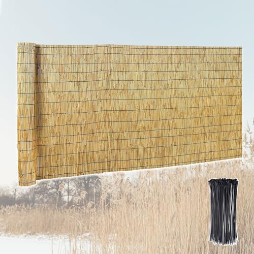 Clôture en Roseau Naturel et Bambou - 60cm 90cm 120cm Hauteur - Brise-Vue Occultant Pour Jardin, Facile à Installer, Pour Exterieur Terrasse Maison Piscine (Color : Primary Bla)