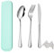 QZLSAYSL Set Di Posate Da Viaggio Portatile Con Forchetta Cucchiaio Coltello E Scatola 4 Pezzi Riutilizzabili In Acciaio Inox Per Scuola,Lavoro, Campeggio (verde chiaro)