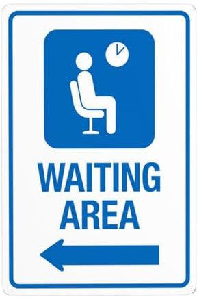 Wartebereich Linker Pfeil Schild Warnschild, 20cm x 30cm Sicherheitsschilder aus Metall, 4 vorgebohrte und leicht zu montierende Schilder für Innen- und Außenwanddekoration Sicherheitszeichen