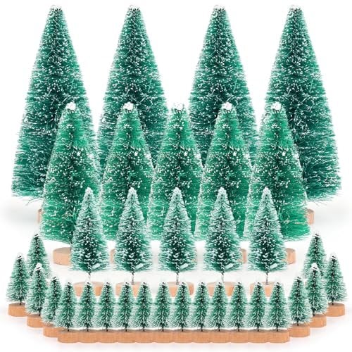 Coopay Bottle Brush Christmas Tree 34 Pack, Small Xmas Trees, Xmas Crafts Decoration Mini Trees for Art Projects,Miniature Xmas Tree to Making DIY Snow Globes, Xmas Cake and Gifts