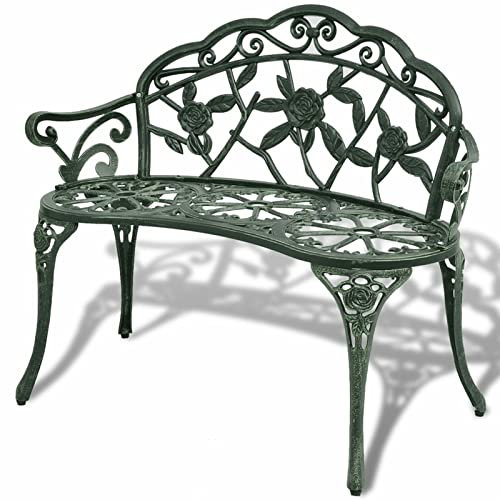 Runde Gartenbank aus Aluminiumguss, 100 cm, Eisen, Parkbank, Sitzbank, Grün