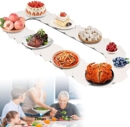 LJPZYOY 360° Rotating Food Turntable, Manual Swivel Adjustable Dining Table Lazy Susan Revolution Dining Table, Easy To Share Food Turntable, for Rectangular Long & Oblong Tables,1.6M/5.25ft