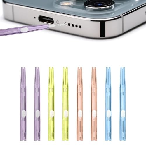 8 Stück USB C Reinigungsset Handy Reinigungsset, Reinigungsbürsten für Ladebuchse, Lautsprecher & Telefonhörer. Verstopfungsfreier Mini Bürstenreiniger für Smartphone, Laptop und Keyboard