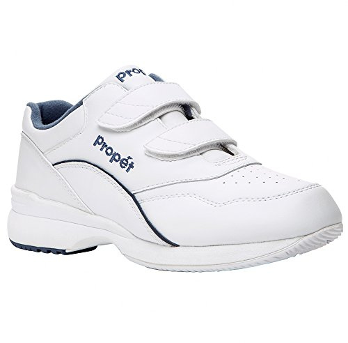 Propét Women's Tour Walker Strap Sneaker, White/Blue, 7 X-Wide US