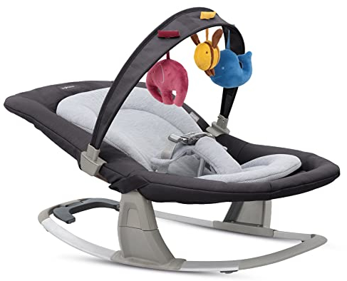 Inglesina Lounge Sdraietta Musicale, Pepper, Dalla Nascita fino a 9 Kg, Dondolio Rilassante, Reclinabile, Cintura di Sicurezza, 22 x 47 85 cm; 2 kg