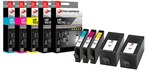 5 Original Reton Tintenpatronen | 20% höhere Druckleistung | kompatibel zu HP 903XL 907XL für HP Officejet Pro 6960, Pro 6970