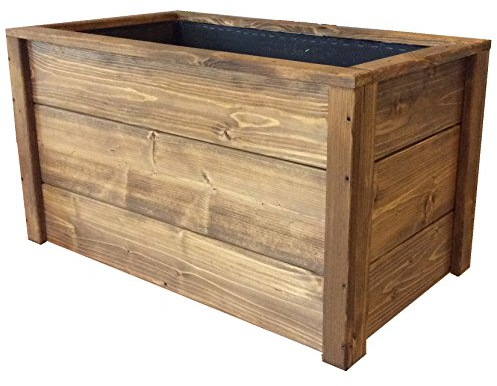 TOTAL WOOD 2012 Fioriera in Legno Portavaso Vaso per Piante con Catramina Interna 100x40x45 cm Impregnata Noce Scuro Ideale per Interno Esterno
