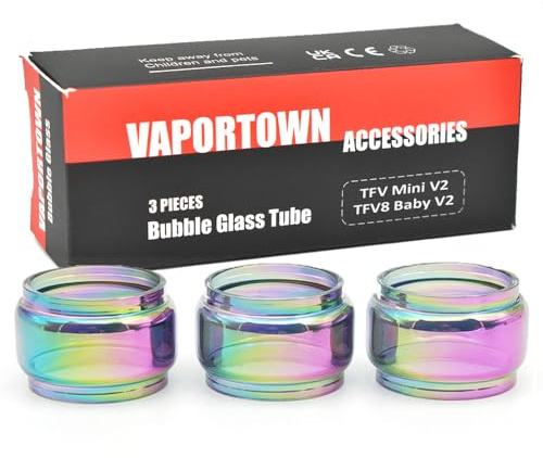 Vaportown 3X Pyrec Ersatzglas für SMOK TFV8 Baby V2 TFV-Mini V2 Tank Regenbogen Transparent Fat Boy Glass für Mag Grip Kit Species Kit (Regenbogen)
