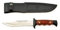 Muela Cuchillo 5161-M hoja de acero MoVa de 16 cm y empuñadura de madera prensada para Caza, Pesca, Supervivencia y Bushcraft Realizado en Ciudad Real + Portabotellas de regalo