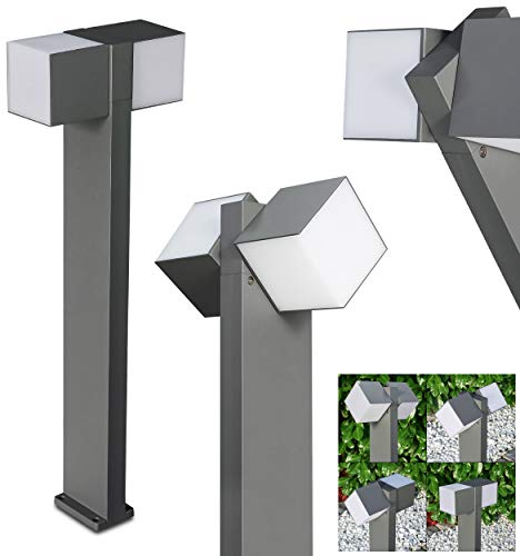 LED Außenleuchte Swanek, moderne Wegeleuchte aus Aluguss in Anthrazit/Weiß mit Kunststoff-Scheiben, verstellbare Stehleuchte 75 cm, Gartenlampe mit 23 Watt, 1000 Lumen, Lichtfarbe 3000 Kelvin, IP54