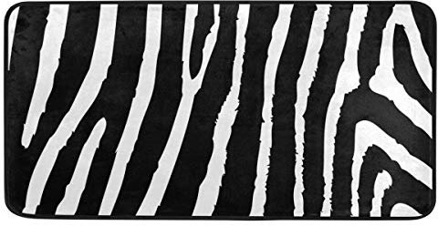 Mnsruu Küchenteppich, Zebra-Haut-Muster, Badezimmerteppich, Waschküche, Teppich, weich, rutschfest, wasserabweisend