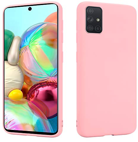 HSP Coque pour Samsung Galaxy A51 [Anti-poussière] étui de protection en silicone TPU premium | Résistant aux chocs | Protecteur d'écran et de caméra | Housse Ajustement parfait Mat | Rose