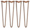 4 Pieds de Table en Épingle à Cheveux 71cm 2 Tiges en Acier Couleur Cuivre Épaisseur 10mm