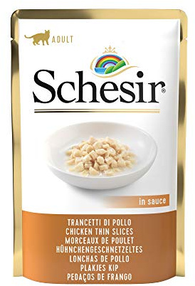 Schesir Cat Sauce Hühnchen-Geschnetzeltes mit Reis, Katzenfutter nass in Soße, 20 Beutel x 85 g