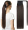 TESS Pferdeschwanz Haarteil Echthaar 55 cm 95g Lang Glatt Gewickelt Ponytail Extension Echthaar Wrap around für Frauen (55 cm-#2Dunkelbraun)