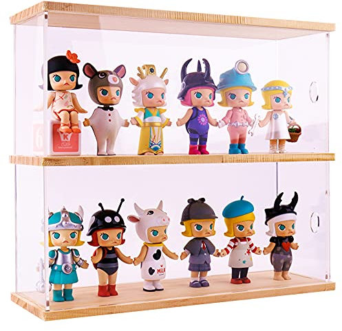 DuvinDD Acryl-Vitrine mit 2 Ablagen für Funko Pop-Figur, Sammlerstücke, Figuren, Actionfiguren, Arbeitsplatte, Vitrine mit Tür, staubdichter Organizer, Vitrine, Aufbewahrung, Acryl-Displaybox