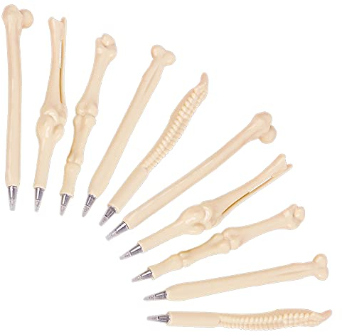 KKTICK 10 Stück Neuheit Knochen Kugelschreiber, 0,5mm Blau/Schwarz Tinte Neuheit Knochen Design Ballpiont, Neuheit Finger Knochenstifte, für Krankenschwester Doktor Künstler Büro Briefpapier Geschenk