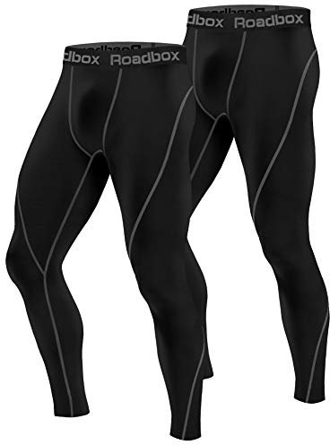 Roadbox Kompressionshose Laufhose Herren Lang für Sport,Trainings,Fitness,Radfahren,Yoga,Wandern,Basketball(Schwarz,XL)