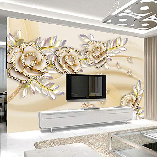 Benutzerdefinierte Wandbild Tapete 3D Goldene Rose Blätter Tapete für Wände 3 D Hotel Wohnzimmer Wohnkultur-150 * 105cm