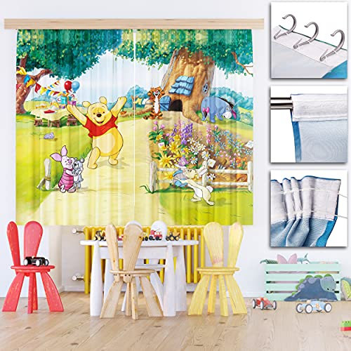 alles-meine.de GmbH 2 TLG. Set Fertigschal - Vorhang/fertig Gardine - - Winnie Pooh - 2X - 90 * 160 cm lang - Blickdicht - Kräuselband - leichte Verdunklung - Fenster/Schie..