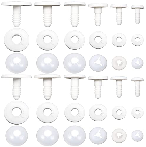 TOAOB 60 Sätze Puppen Gelenke Teddygelenke Weiß Kunststoff Puppengelenke Tiergelenke 15 mm bis 40 mm Gelenkscheiben DIY Puppe Herstellung Zubehör für Marionette Häkeltiere Bastelbedarf