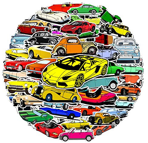 Racing Car Stickers for Kids Teens Boys Girls, Vinyl Waterproof Stickers for Laptop Flasks Water Bottle Computer Cup Bike Helmet Phone Tablet Car Bumper, Trendy Car Decals Pack[Sports Car-112Pcs]