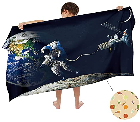 Ulticool Mikrofaser Kinder Handtuch 140 x 70 cm - Astronaut Rakete Dinosaurier - Leicht Reisehandtuch Schnelltrocknend Badetuch Strandhandtuch Microfaser Microfiber - Reise Strand Kind Junge