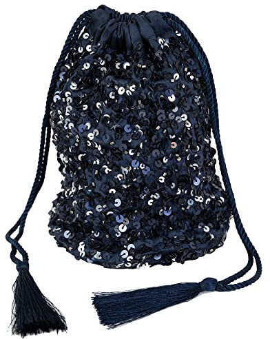 Maya Deluxe Mujer, Bolso de Lentejuelas para Damas de Honor, con cordón Brillante, Monedero para Fiesta de graduación de Noche, Embrague, Navy, One Size