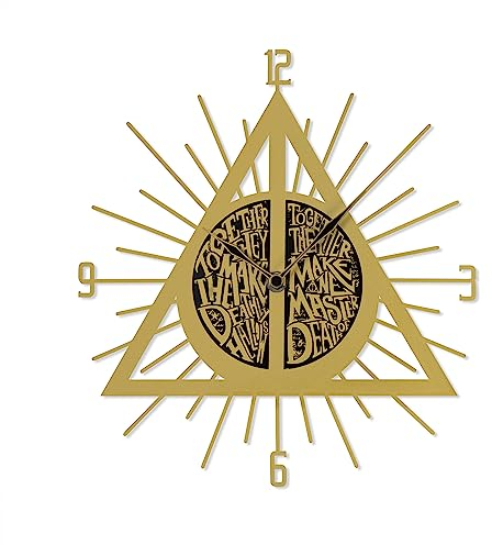 Harry Potter Wanduhr in Form der Heiligtümer des Todes HP3040, goldfarben
