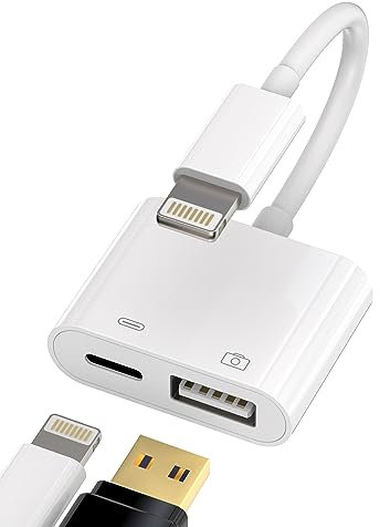 Adaptateur USB vers Lightning(2en1)chargeur Cable Iphone Jack USB A Camera Flash Disque OTG 3.0 Charger Prise Certifié Apple MFI pour 14 13 12 11 Pro Max 7 8 Plus X Se Xs Xr Ipad Air Stick Accessoires