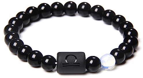 LODMLOER Armband Mit 12 Sternbildern, Sternzeichen, Perlenarmband – Paar-Armband, Natürlicher Schwarzer Onyx-Stein, Elastisches Charm-Armband Für Damen Und Herren, Geburtstagsgeschenk