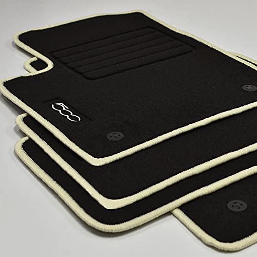 Velours Fussmatten geeignet für FIAT 500 + FIAT 500 C Hybrid ab Bj.2020 Crema