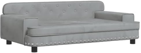 vidaXL Lit pour Chien, Canapé pour Animaux de Compagnie avec Cadre en Bois, Panier pour Chiots Maison Intérieur, Gris Clair 90x53x30 cm Velours