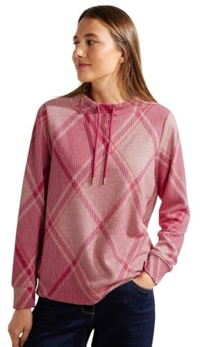 Cecil Damen B320545 Langarmshirt Kariert, Cosy Coral, M
