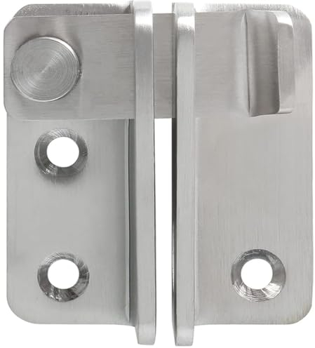 Litensh Chiavistello per porta con serratura in acciaio inox con lucchetto, foro di chiusura della porta, per porte in legno, armadio da giardino, aperto a destra (Argento, L: 52 x 62)