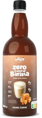 LOCCO Karamell Sirup: Zuckerfreier Kaffeesirup mit Stevia, Barista, Karamell, Haselnuss, Carmell - Keto Vegan Glutenfrei, 1L