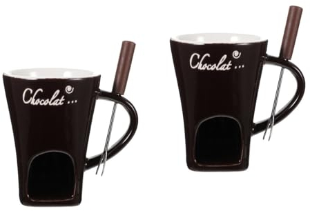 UPKOCH 2 Sets Ceramic Fondue Pot Set Personal Fondue Mugs Mini Chocolate Melting Pot Cheese Warmer Pot