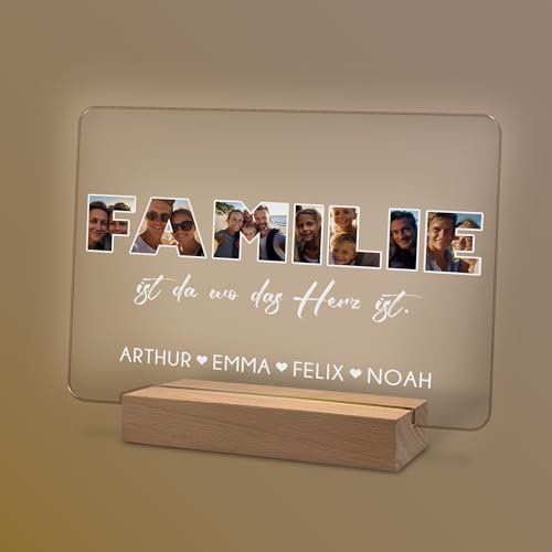 Geschenke für Familie personalisierte Nachtlampe mit Foto und Namen als Geschenk für Mama oder Papa zum Geburtstag