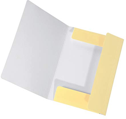 Original Falken 30er Pack Sammelmappe PastellColor. Aus extra starkem Karton mit 3 Klappen und Gummiband für DIN A4 Pastell-Farbe Vanille_Gelb Aufbewahrungs-Zeichen-Mappe für die Schule