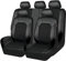 Ruby66 Auto Leder Sitzbezüge für Hyundai i10/i20/i30/i40/ix20/ix35/ix55/ioniq/ioniq 5/Kona/Grandezza, Bequem Wasserdicht rutschfest Sitzschoner, Leicht zu Reinigen, Schön, Auto Zubehör,Black