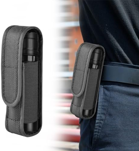 IBXWMNG 1 pieza Funda de nailon para linterna táctica ,bolsa universal colgante para exteriores y accesorios al aire libre,Estuche negro para una linterna, perfecto para llevarla contigo