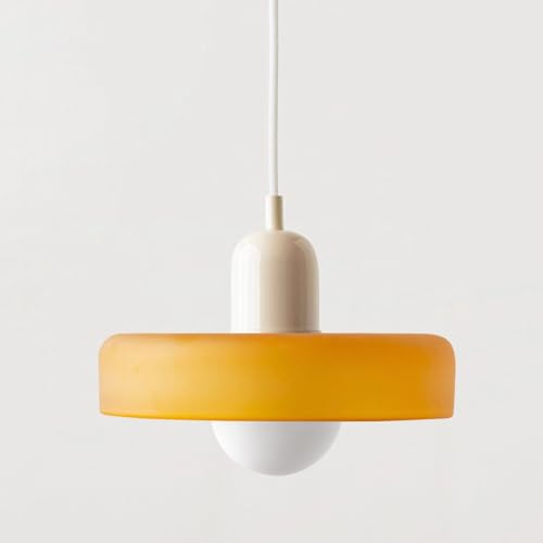 Nordische moderne Makronen Pendelleuchte mit Glas Lampenschirm Kücheninsel Hängelampe Wohnzimmer Schlafzimmer Art Deco Pendelleuchten Kronleuchter (Orange 5)