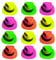Color Hats® 12 Fluoreszierende Hüte mit Neon-Effekten | Kostüm für 80er Jahre, Disco Partys | Accessoires für Fluo Partys Erwachsene, Silvester, JGA | 100% Fun | OriginalCup®