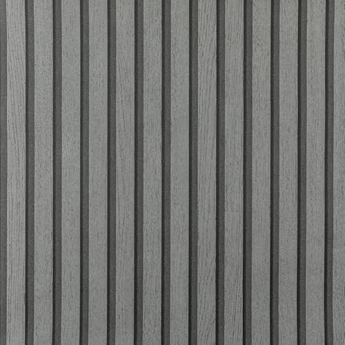 Trafagala 53 * 950cm Wood Slats Wallpaper Natural Wooden Slats Panelled Wallpaper Roll Wooden Slat Wood Effect Modern Realism Contemporary Feature Wall Dark Grey