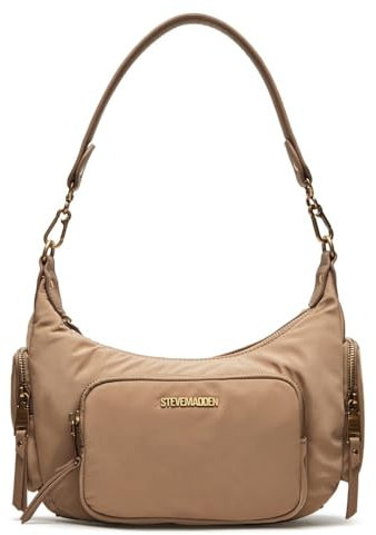 Steve Madden Damen Shoulder Bag Kevin Nylon Cargo Umhängetasche, Hellbraun