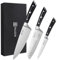 PAUDIN Set di coltelli da cucina 3 pezzi, professionale coltello da cuoco, coltello Santoku, coltello multiuso in acciaio inossidabile tedesco ad alto tenore di carbonio, affilato, super duro, durevol